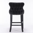 Load image into Gallery viewer, 2x Velvet Upholstered Button Tufted Bar Stools with Wood Legs and Studs-Black
