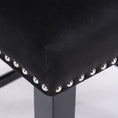 Load image into Gallery viewer, 2x Velvet Upholstered Button Tufted Bar Stools with Wood Legs and Studs-Black