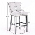 Load image into Gallery viewer, 2x Velvet Upholstered Button Tufted Bar Stools with Wood Legs and Studs-Grey