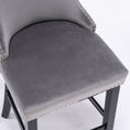 Load image into Gallery viewer, 2x Velvet Upholstered Button Tufted Bar Stools with Wood Legs and Studs-Grey