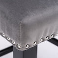 Load image into Gallery viewer, 2x Velvet Upholstered Button Tufted Bar Stools with Wood Legs and Studs-Grey