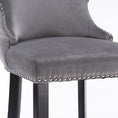 Load image into Gallery viewer, 2x Velvet Upholstered Button Tufted Bar Stools with Wood Legs and Studs-Grey