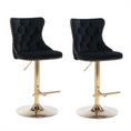 Load image into Gallery viewer, 2x Height Adjustable Swivel Bar Stool Velvet Studs Barstool with Footrest and Golden Base- Black