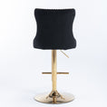 Load image into Gallery viewer, 2x Height Adjustable Swivel Bar Stool Velvet Studs Barstool with Footrest and Golden Base- Black