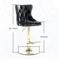 Load image into Gallery viewer, 2x Height Adjustable Swivel Bar Stool Velvet Studs Barstool with Footrest and Golden Base- Black