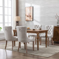 Load image into Gallery viewer, Mano Modern Elegant Button-Tufted Upholstered Linen Fabric with Studs Trim and Wooden legs Dining Side Chair-Beige