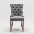 Load image into Gallery viewer, AADEN Modern Elegant Button-Tufted Upholstered Fabric with Studs Trim and Wooden legs Dining Side Chair-Gray