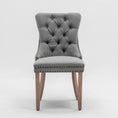Load image into Gallery viewer, Mano Modern Elegant Button-Tufted Upholstered Linen Fabric with Studs Trim and Wooden legs Dining Side Chair-Gray