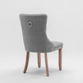 Load image into Gallery viewer, Mano Modern Elegant Button-Tufted Upholstered Linen Fabric with Studs Trim and Wooden legs Dining Side Chair-Gray