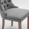 Load image into Gallery viewer, Mano Modern Elegant Button-Tufted Upholstered Linen Fabric with Studs Trim and Wooden legs Dining Side Chair-Gray