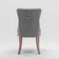 Load image into Gallery viewer, Mano Modern Elegant Button-Tufted Upholstered Linen Fabric with Studs Trim and Wooden legs Dining Side Chair-Gray