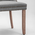 Load image into Gallery viewer, Mano Modern Elegant Button-Tufted Upholstered Linen Fabric with Studs Trim and Wooden legs Dining Side Chair-Gray