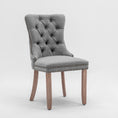 Load image into Gallery viewer, AADEN Modern Elegant Button-Tufted Upholstered Fabric with Studs Trim and Wooden legs Dining Side Chair-Gray