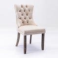 Load image into Gallery viewer, 2x Velvet Dining Chairs Upholstered Tufted Kithcen Chair with Solid Wood Legs Stud Trim and Ring-Beige
