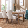 Load image into Gallery viewer, 2x Velvet Dining Chairs Upholstered Tufted Kithcen Chair with Solid Wood Legs Stud Trim and Ring-Beige