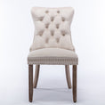 Load image into Gallery viewer, 2x Velvet Dining Chairs Upholstered Tufted Kithcen Chair with Solid Wood Legs Stud Trim and Ring-Beige