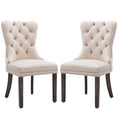 Load image into Gallery viewer, 2x Velvet Dining Chairs Upholstered Tufted Kithcen Chair with Solid Wood Legs Stud Trim and Ring-Beige