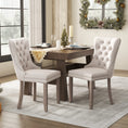 Load image into Gallery viewer, 2x Velvet Dining Chairs Upholstered Tufted Kithcen Chair with Solid Wood Legs Stud Trim and Ring-Beige