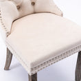 Load image into Gallery viewer, 2x Velvet Dining Chairs Upholstered Tufted Kithcen Chair with Solid Wood Legs Stud Trim and Ring-Beige