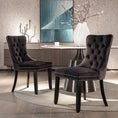 Load image into Gallery viewer, 2x Velvet Dining Chairs Upholstered Tufted Kithcen Chair with Solid Wood Legs Stud Trim and Ring-Black
