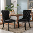 Load image into Gallery viewer, 2x Velvet Dining Chairs Upholstered Tufted Kithcen Chair with Solid Wood Legs Stud Trim and Ring-Black