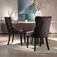 Load image into Gallery viewer, 2x Velvet Dining Chairs Upholstered Tufted Kithcen Chair with Solid Wood Legs Stud Trim and Ring-Black