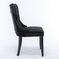 Load image into Gallery viewer, 2x Velvet Dining Chairs Upholstered Tufted Kithcen Chair with Solid Wood Legs Stud Trim and Ring-Black