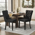 Load image into Gallery viewer, 2x Velvet Dining Chairs Upholstered Tufted Kithcen Chair with Solid Wood Legs Stud Trim and Ring-Black