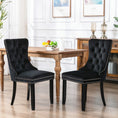 Load image into Gallery viewer, 2x Velvet Dining Chairs Upholstered Tufted Kithcen Chair with Solid Wood Legs Stud Trim and Ring-Black