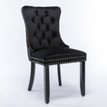 Load image into Gallery viewer, 2x Velvet Dining Chairs Upholstered Tufted Kithcen Chair with Solid Wood Legs Stud Trim and Ring-Black