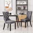 Load image into Gallery viewer, 2x Velvet Dining Chairs Upholstered Tufted Kithcen Chair with Solid Wood Legs Stud Trim and Ring-Gray
