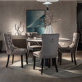 Load image into Gallery viewer, 2x Velvet Dining Chairs Upholstered Tufted Kithcen Chair with Solid Wood Legs Stud Trim and Ring-Gray