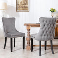 Load image into Gallery viewer, 2x Velvet Upholstered Dining Chairs Tufted Wingback Side Chair with Studs Trim Solid Wood Legs for Kitchen