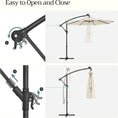 Load image into Gallery viewer, SONGMICS 3m Patio Umbrella with Solar-Powered LED Lights Beige