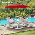 Load image into Gallery viewer, SONGMICS 3m Patio Umbrella with Solar-Powered LED Lights Red