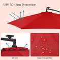 Load image into Gallery viewer, SONGMICS 3m Patio Umbrella with Solar-Powered LED Lights Red