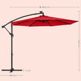 Load image into Gallery viewer, SONGMICS 3m Patio Umbrella with Solar-Powered LED Lights Red
