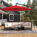 Load image into Gallery viewer, SONGMICS 3m Patio Umbrella with Solar-Powered LED Lights Red