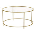 Load image into Gallery viewer, VASAGLE Round Coffee Table Glass Table with Steel Frame Gold LGT21G