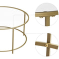 Load image into Gallery viewer, VASAGLE Round Coffee Table Glass Table with Steel Frame Gold LGT21G