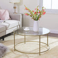 Load image into Gallery viewer, VASAGLE Round Coffee Table Glass Table with Steel Frame Gold LGT21G