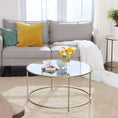 Load image into Gallery viewer, VASAGLE Round Coffee Table Glass Table with Steel Frame Gold LGT21G