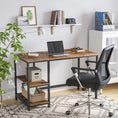 Load image into Gallery viewer, VASAGLE Computer Desk with 2 Shelves Rustic Brown and Black LWD47X