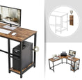 Load image into Gallery viewer, VASAGLE L-Shaped Computer Desk Rustic Brown and Black LWD72X