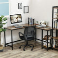Load image into Gallery viewer, VASAGLE L-Shaped Computer Desk Rustic Brown and Black LWD72X