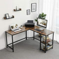 Load image into Gallery viewer, VASAGLE L-Shaped Computer Desk Rustic Brown and Black LWD72X
