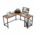 Load image into Gallery viewer, VASAGLE L-Shaped Computer Desk Rustic Brown and Black LWD72X