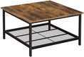 Load image into Gallery viewer, VASAGLE Coffee Table Square Cocktail Table with Spacious Table Top Robust Steel Frame and Mesh Storage Shelf Industrial Style for Living Room Rustic Brown and Black LCT065B01