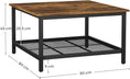 Load image into Gallery viewer, VASAGLE Coffee Table Square Cocktail Table with Spacious Table Top Robust Steel Frame and Mesh Storage Shelf Industrial Style for Living Room Rustic Brown and Black LCT065B01