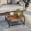 Load image into Gallery viewer, VASAGLE Coffee Table Square Cocktail Table with Spacious Table Top Robust Steel Frame and Mesh Storage Shelf Industrial Style for Living Room Rustic Brown and Black LCT065B01